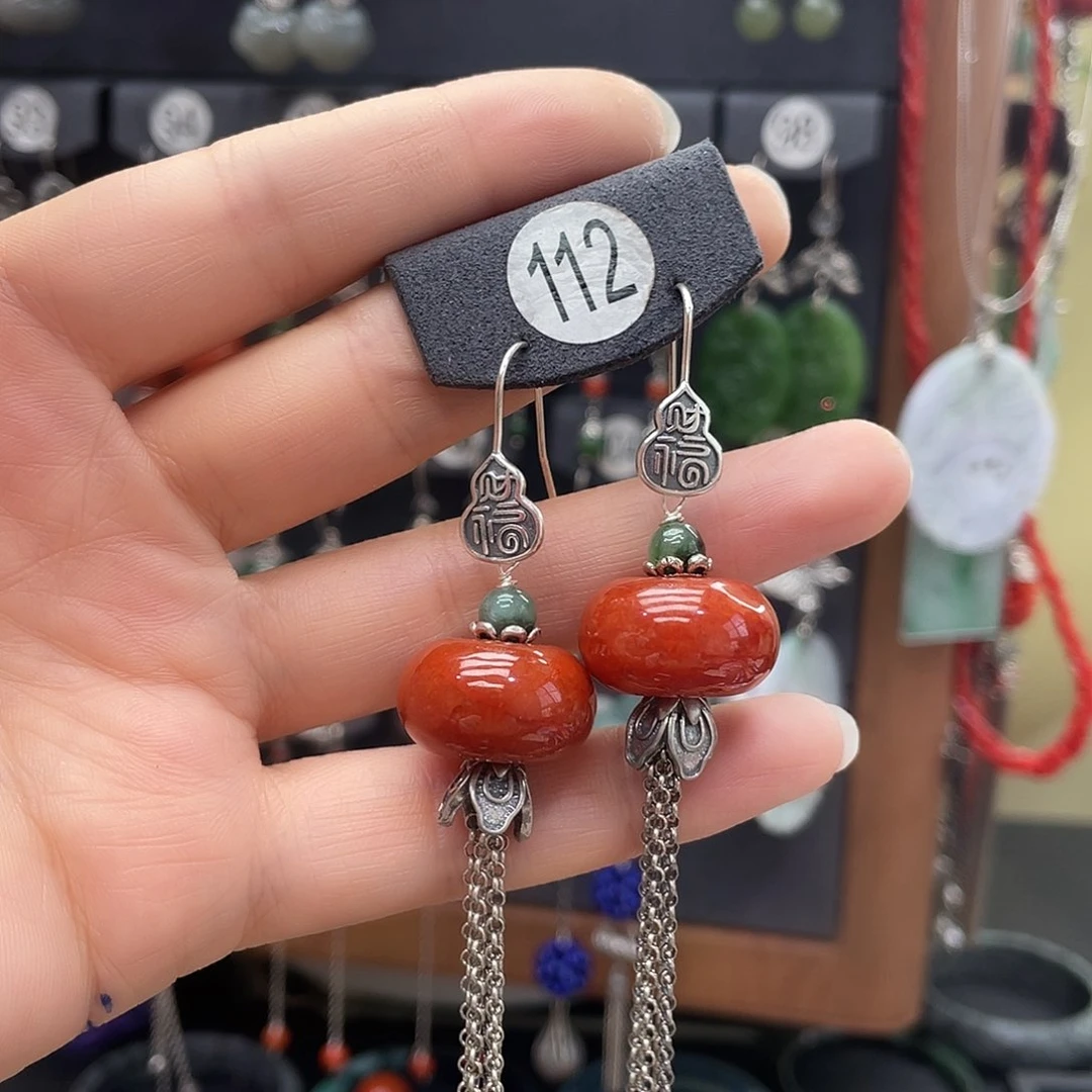 翡翠耳饰银S925镶嵌某****酒744ghjjhh