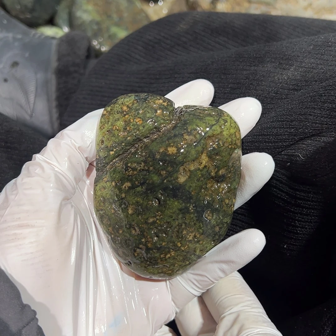 未镶嵌蛇纹石玉西藏藏玉药王石小**烤