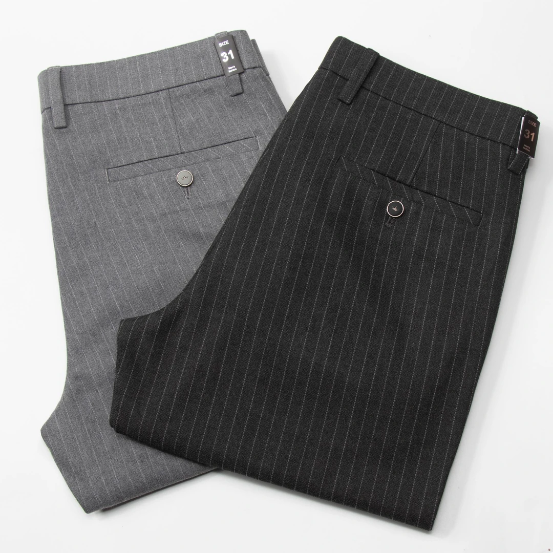 85001春夏款条纹时尚经典百搭男士商务休闲修身裤