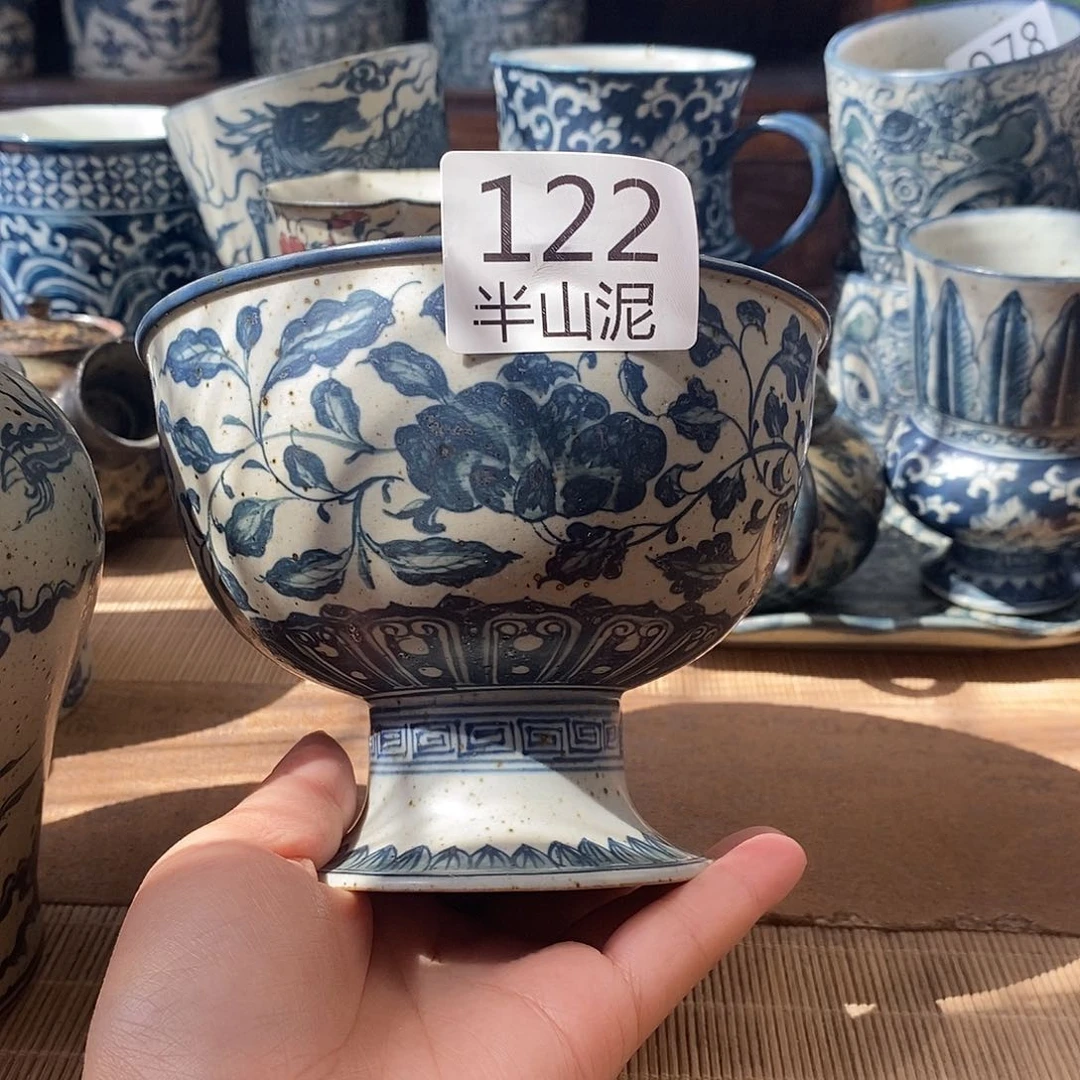 涟***️手工手绘青花高温陶瓷