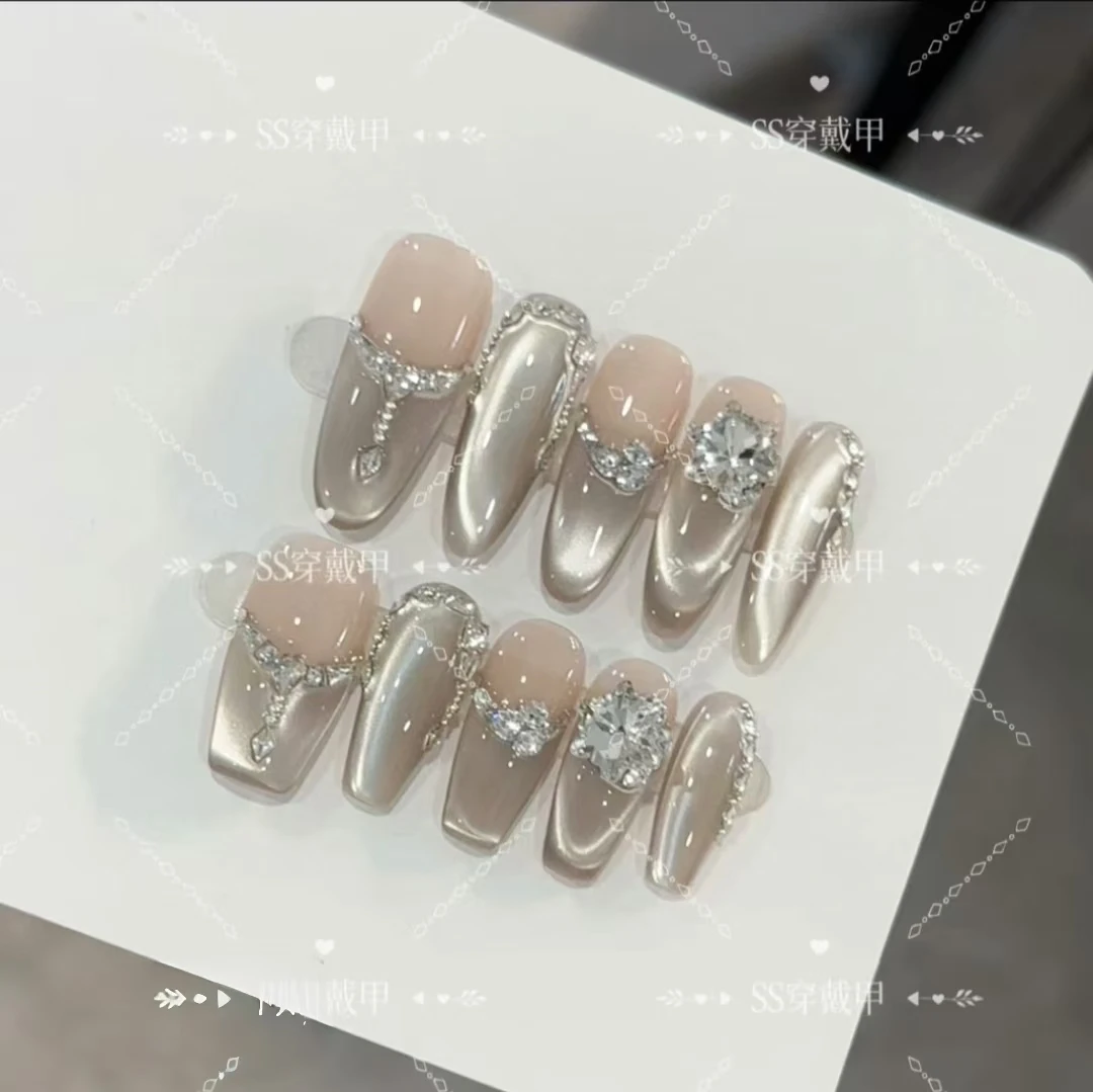 【苍山负雪】时尚清新纯欲高级感成品美甲穿戴式手工穿戴甲