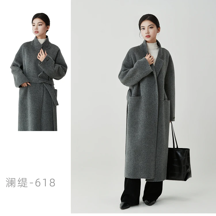 2025新款韩版中长款老钱风百分百羊毛宽松双面呢秋冬大衣618