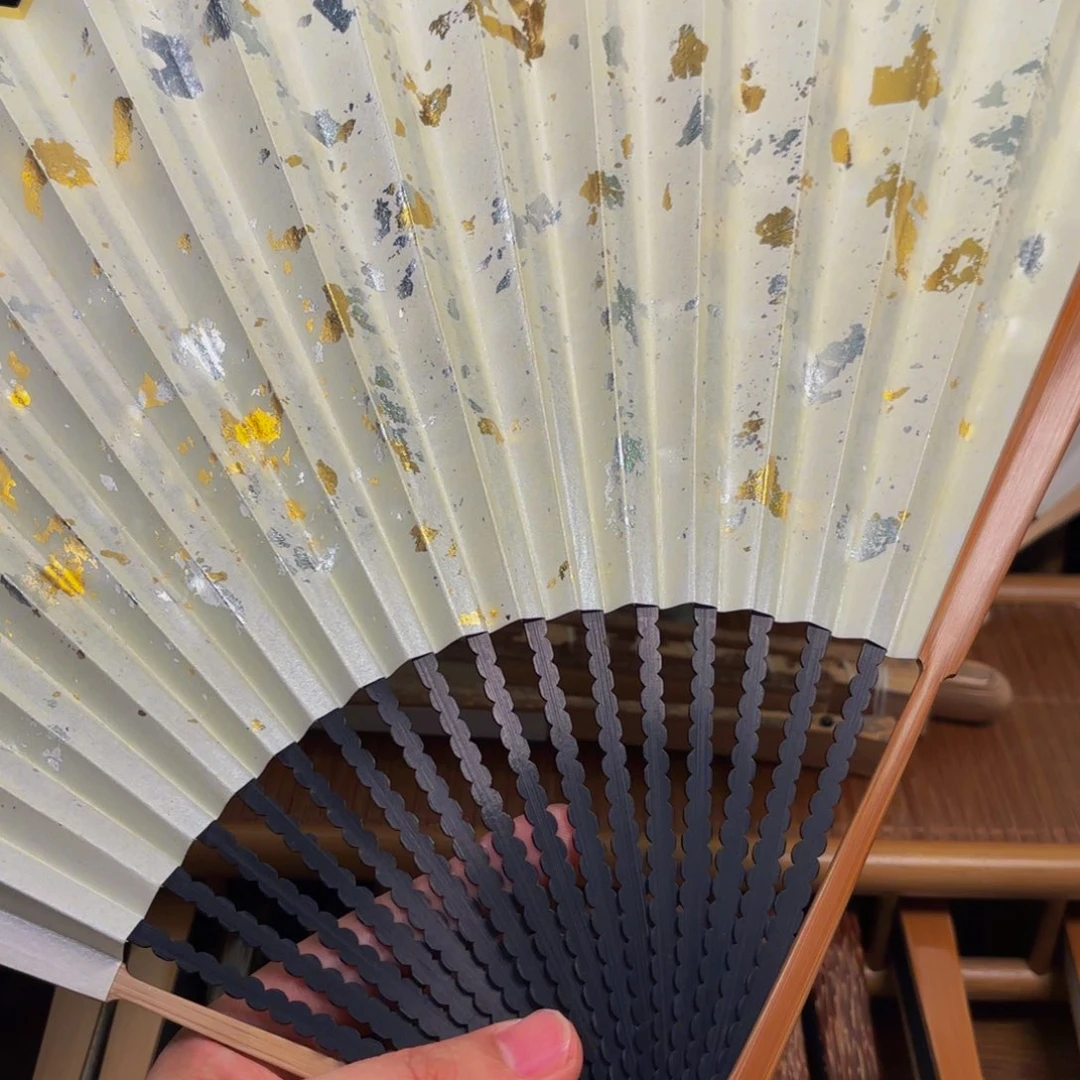 扇子白撒金龙鳞老川料158