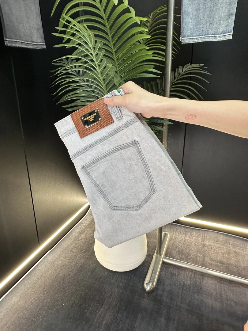 【长裤/九分】夏季薄款奶奶灰时尚男牛仔裤子百搭弹力小直筒男裤子
