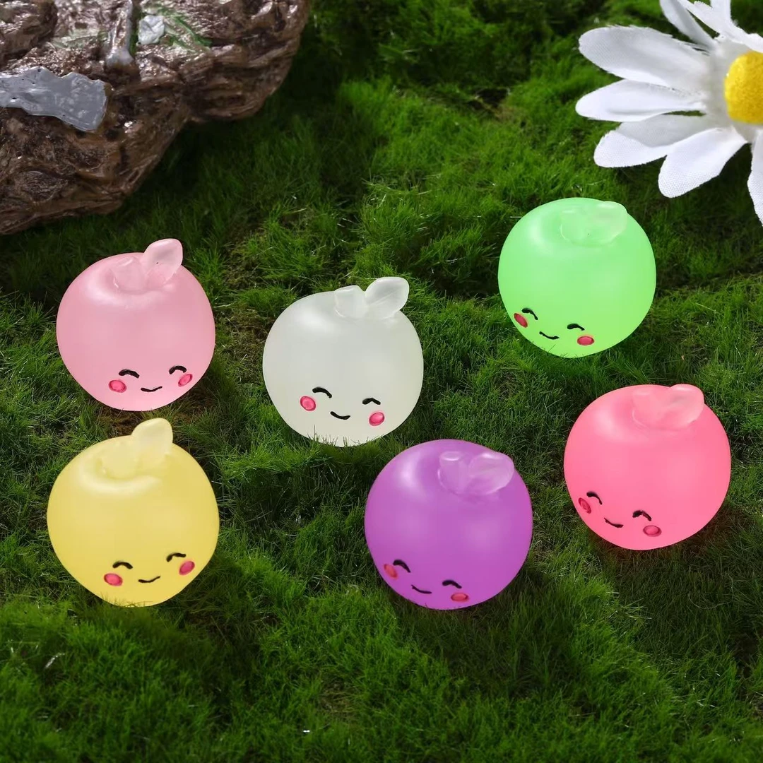 新款卡通可爱夜光苹果树脂diy配件