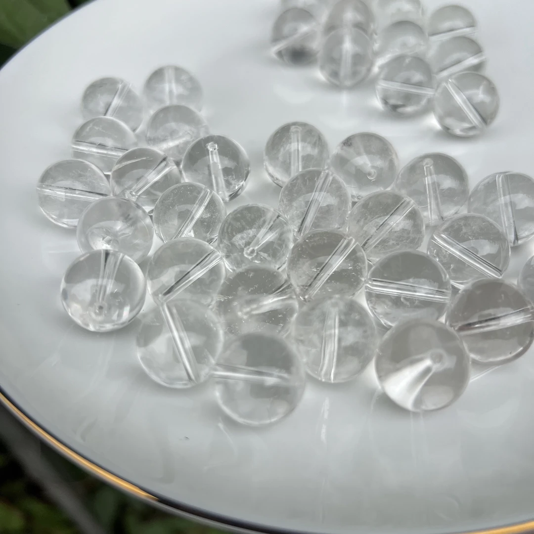 【月月家】X010天然白水晶通孔单珠12-13mm多样性发其一