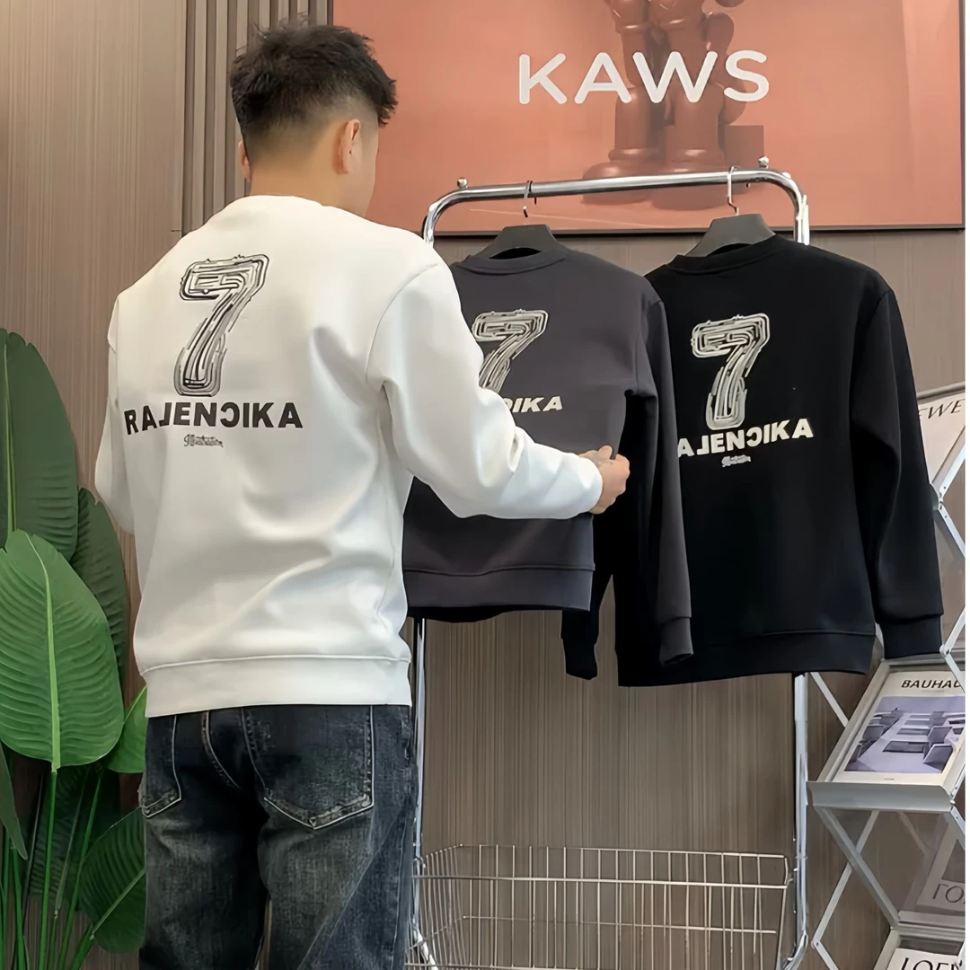 秋冬季潮款潮流男款男士卫衣创意圆领印花百搭休闲加绒男上衣