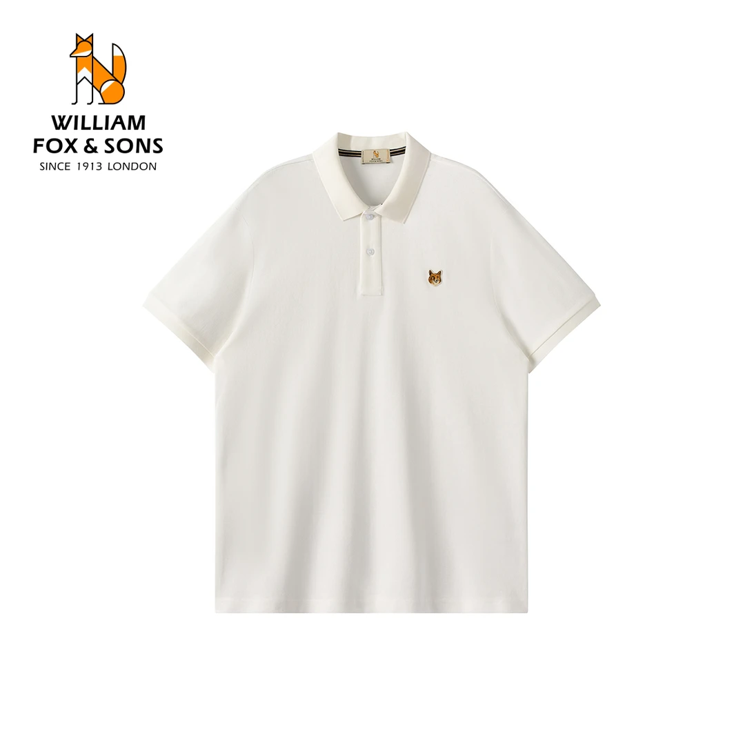 英国小狐狸精梳长绒纤维透气网眼珠地通勤休闲刺绣狐狸头短袖POLO