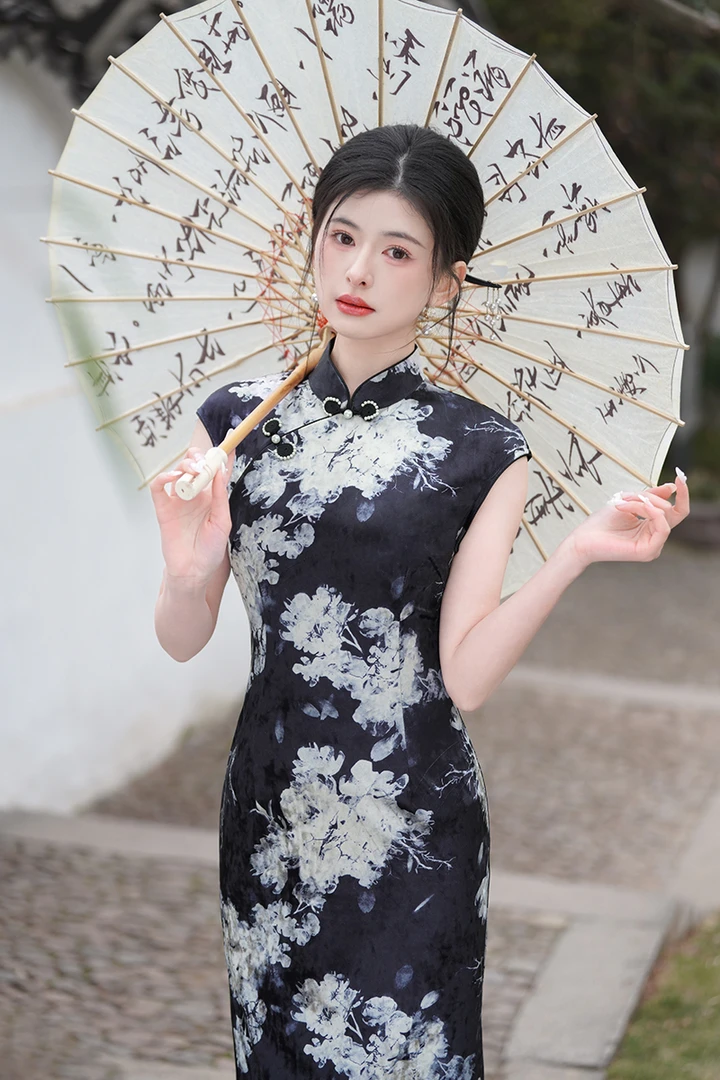 旗袍2025春夏改良新款复古长款中国风气质款优雅日常显瘦连衣裙女