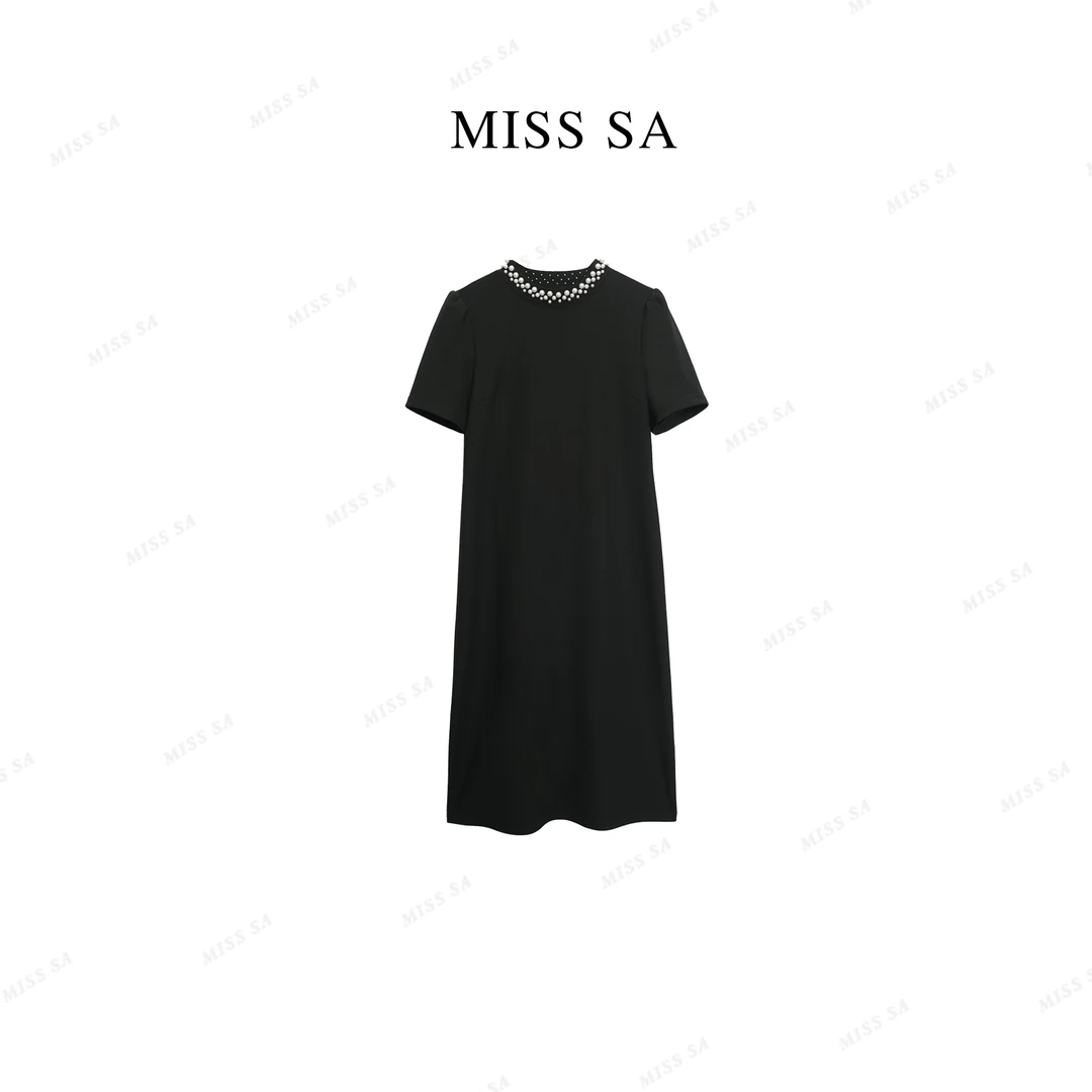 MISS SA珍珠领夏季新款高端轻奢优雅百搭修身短袖连衣裙25028236
