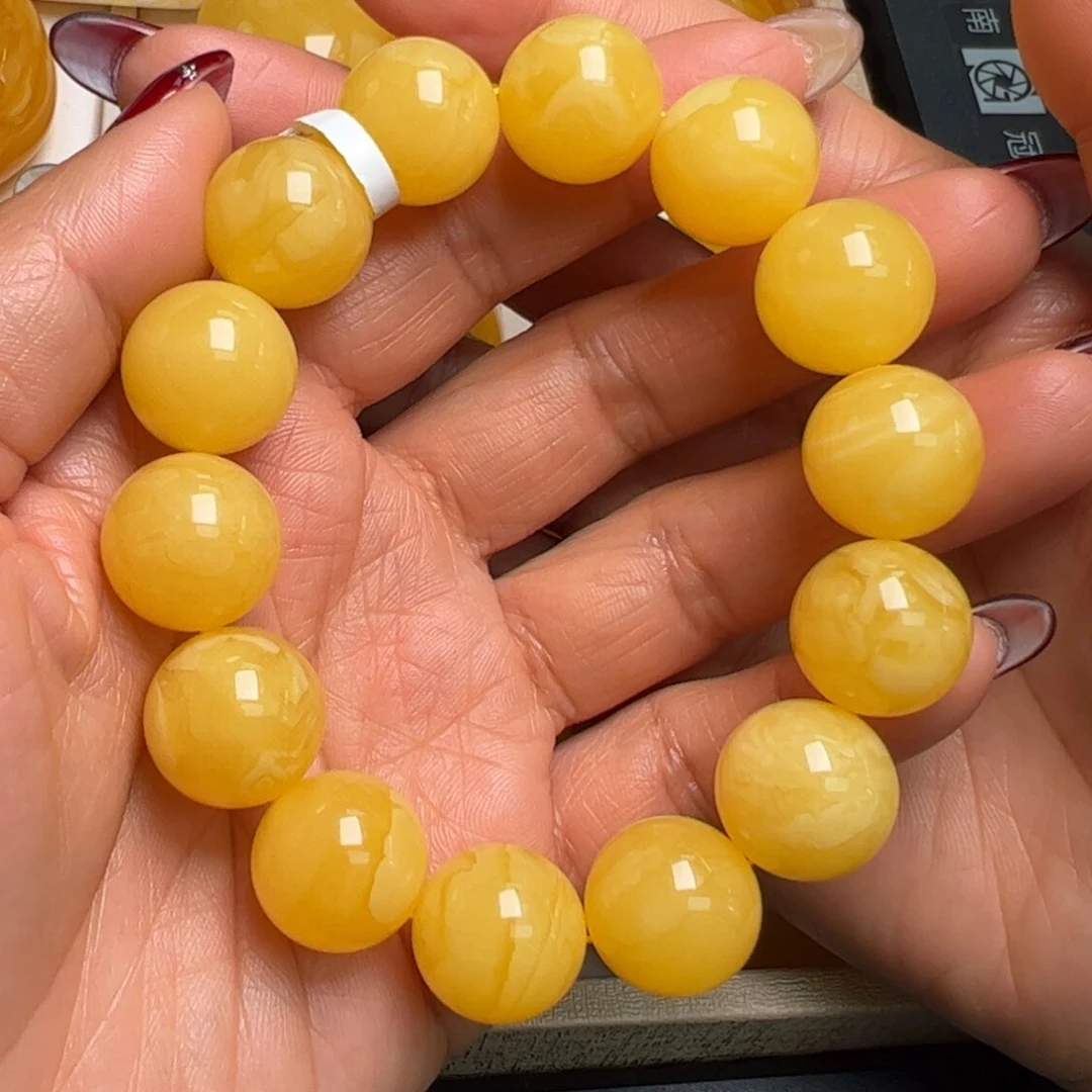 蜜蜡手链未镶嵌无烤色无优化无补胶