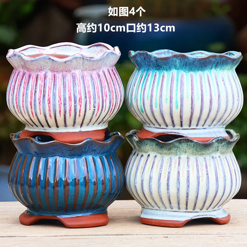 多肉花盆陶瓷粗陶简约家用创意大小透气盆栽466
