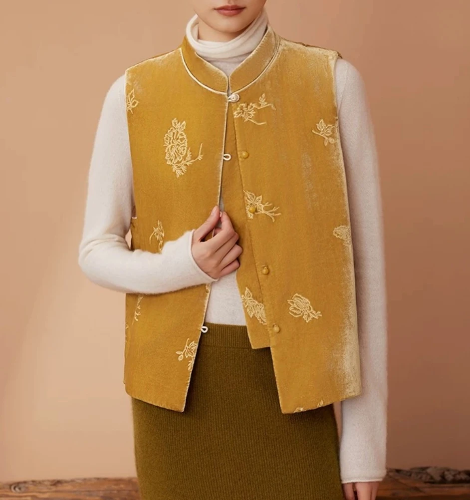 【ICS 韵裕】马甲薄款外搭马夹印花立领方领宽松型透气