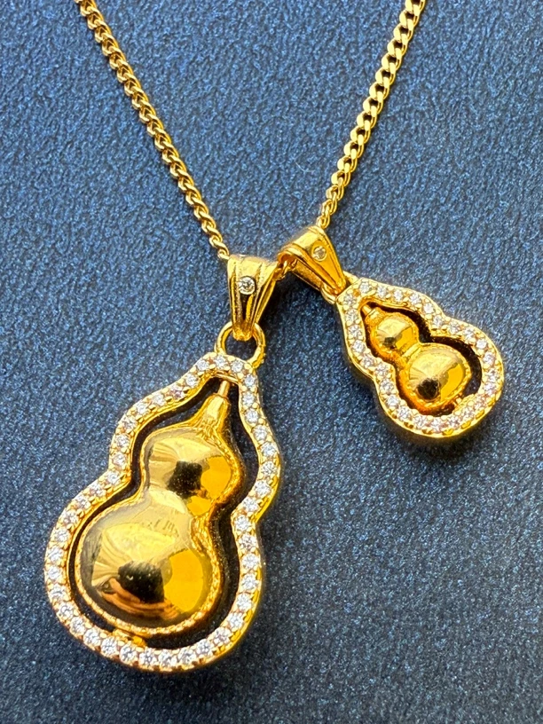 吊坠足银锆石 大小旋转葫芦吊坠