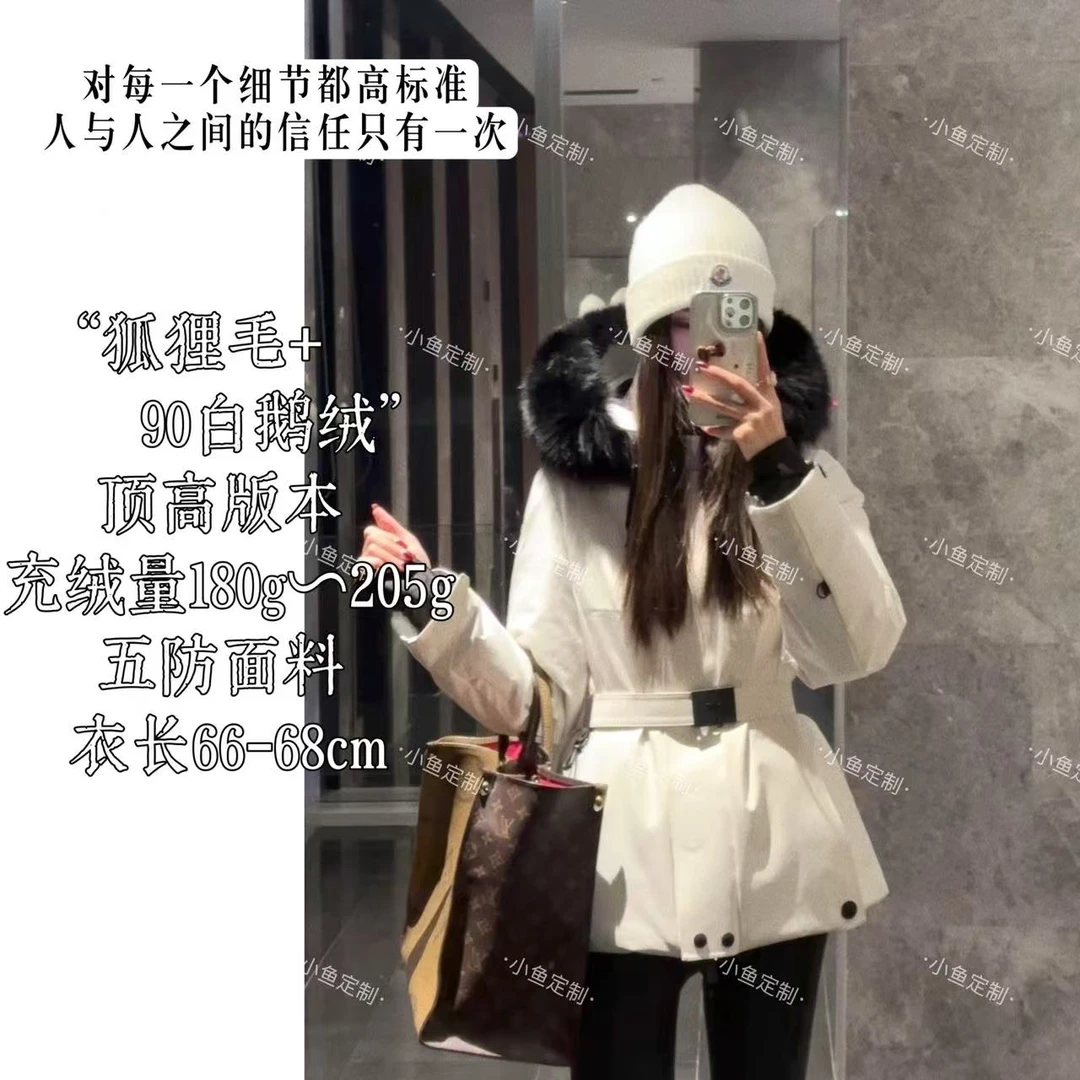 “雪山之巅”腰带款大朵白鹅绒冬季百搭加厚大毛领滑雪服13