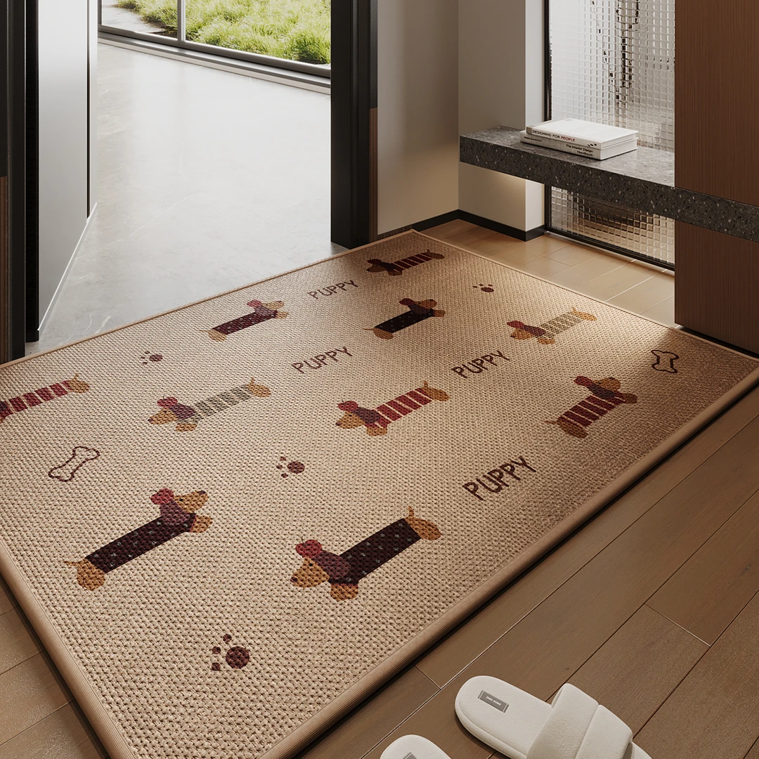入户门地垫玄关大门口卡通腊肠狗进门脚垫子防滑除尘吸水速干地毯