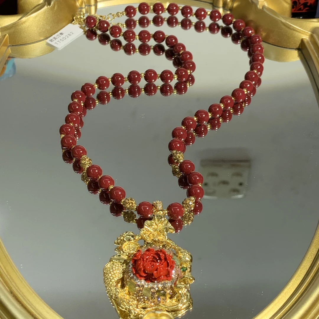 铜合金合成锆石项链 TTSD 红色花时尚潮流百搭款项链 282