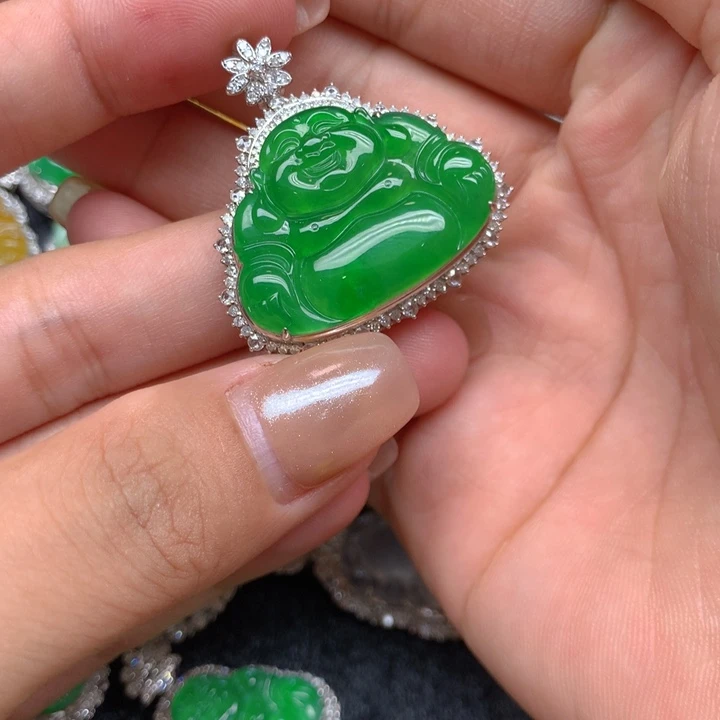 喜***西翡翠18K金镶嵌吊坠(不含链)