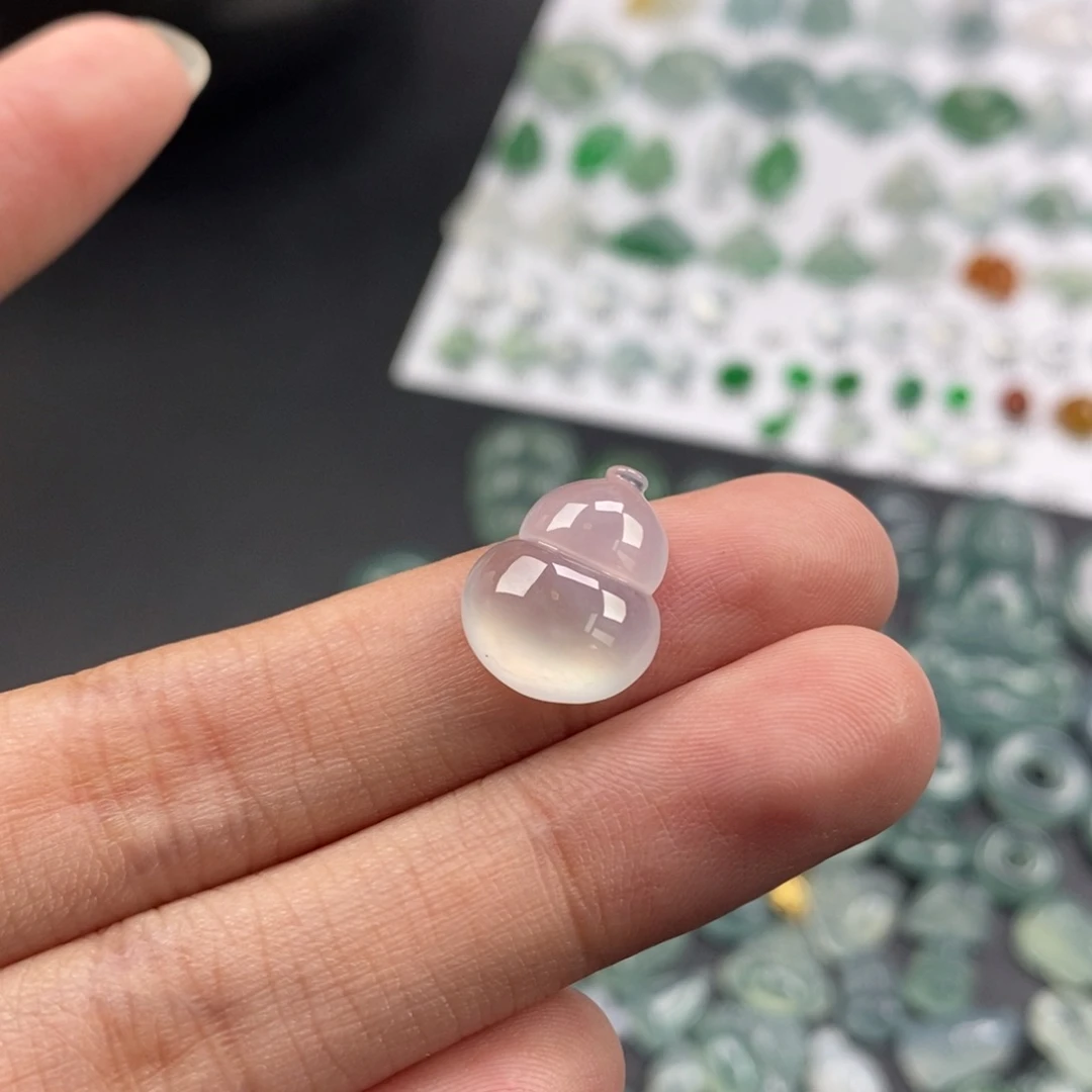 翡翠裸石白月光胖葫芦