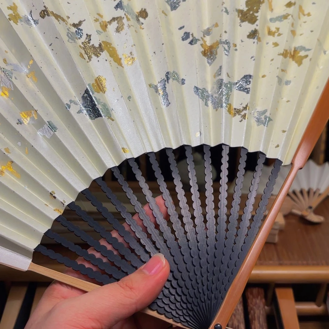 扇子白撒金龙鳞老川料158