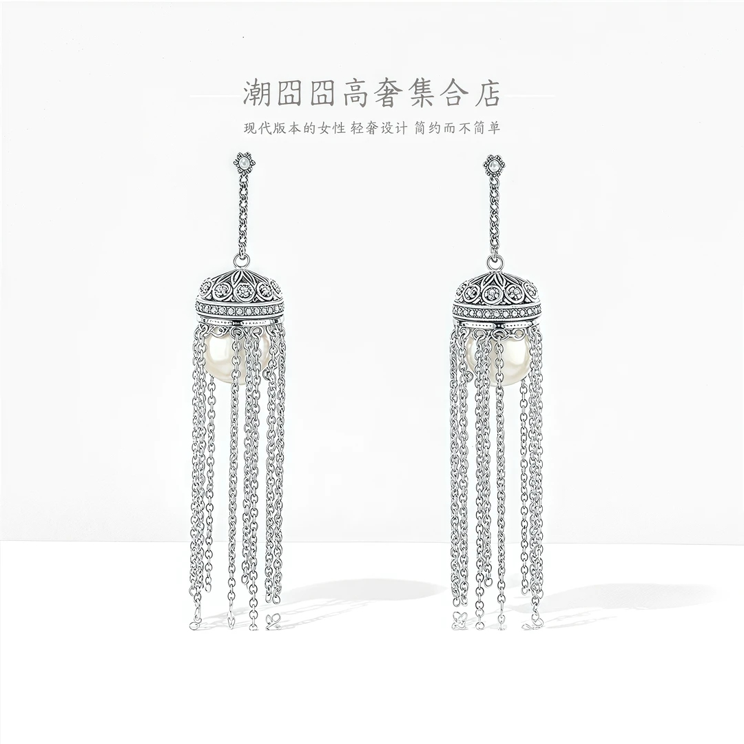 铜合金合成锆石耳饰 东大门定制耳饰 轻奢简约小众时尚气质长款