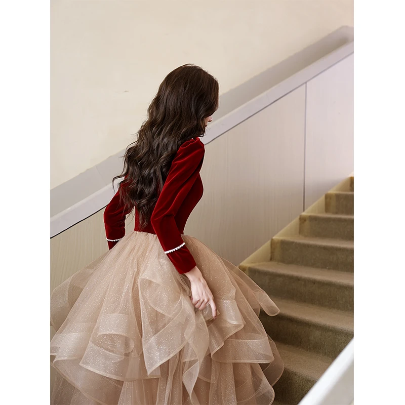 敬酒服新娘2025新款长袖订婚礼服裙女秋结婚回门服显瘦高级感仙气