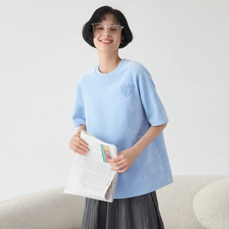 谜底大廓形T恤短袖女2025春季新品运动休闲风宽松上衣251MT0104