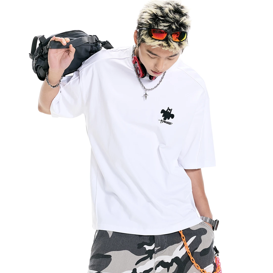 V37索罗那凉感短袖t恤男2025新款夏季潮牌青少年情侣宽松五分袖