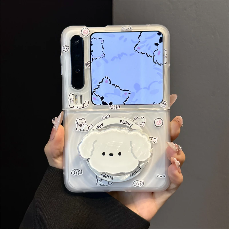适用华为purax典藏版折叠屏手机壳pocket2波漾纹猫咪小狗磁吸支架