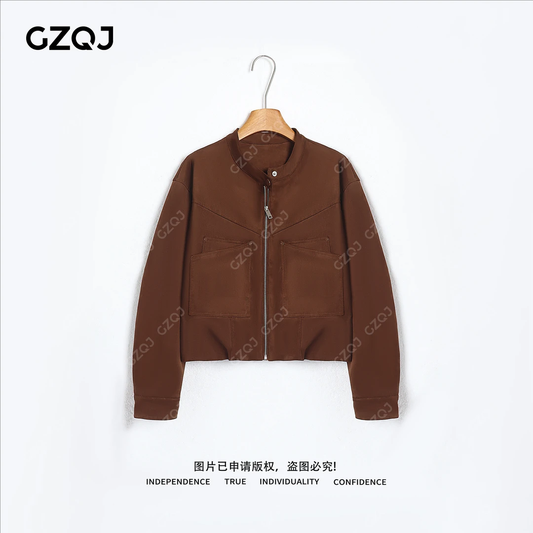 老琴私服【可露丽】 复古气质口袋短款外套女装秋季新款35559