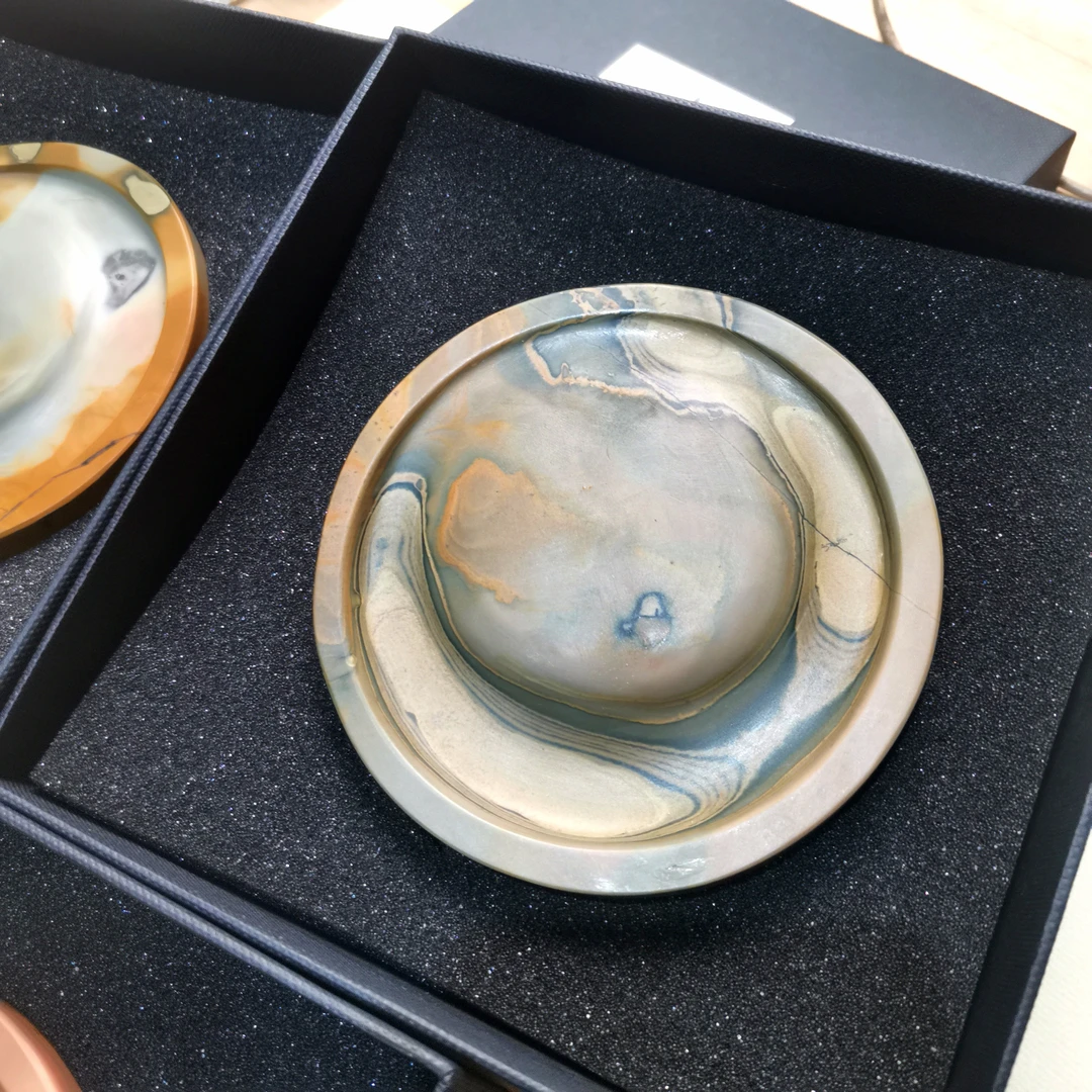 景阳阁苴却砚圆形砚台文房四宝毛笔书法专用