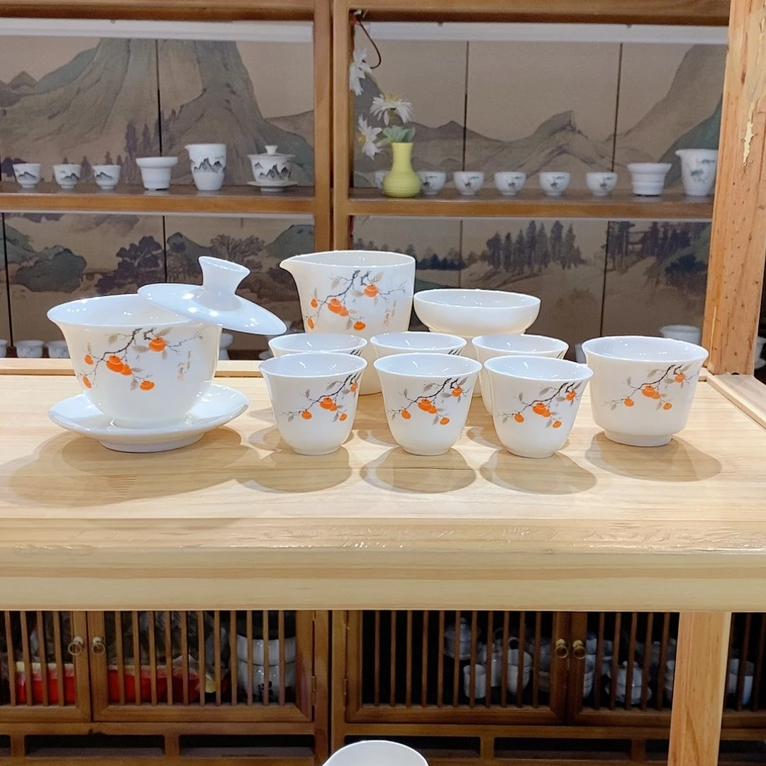 墨城羊脂玉瓷茶具套装