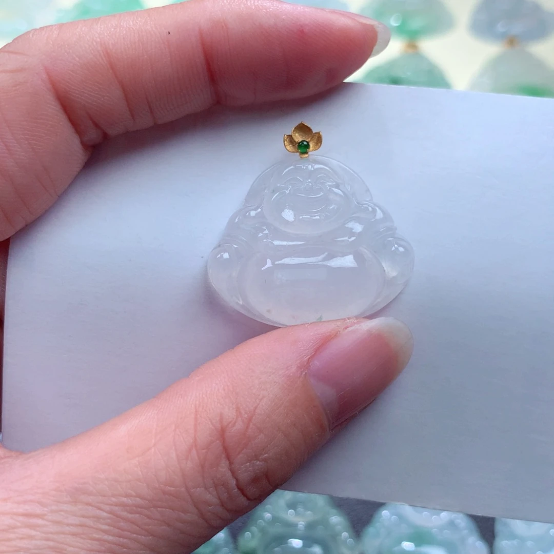 翡翠吊坠(不含链)18K金镶嵌