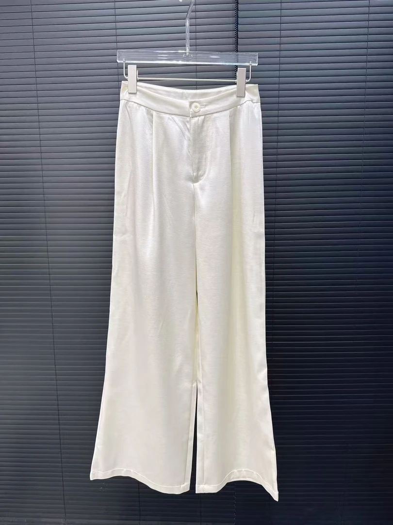 【时尚百搭】2025春夏新款气质薄款缎面垂感高腰显瘦光泽感直筒裤