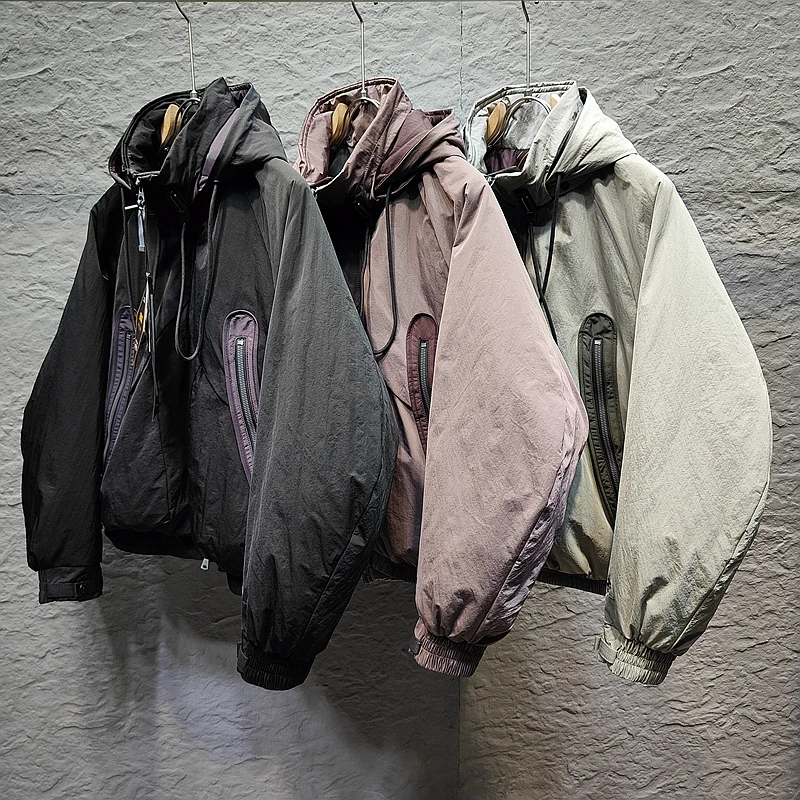 易麦正品男士宽松休闲可收纳连帽高档90白鸭绒羽绒服外套飞行夹克