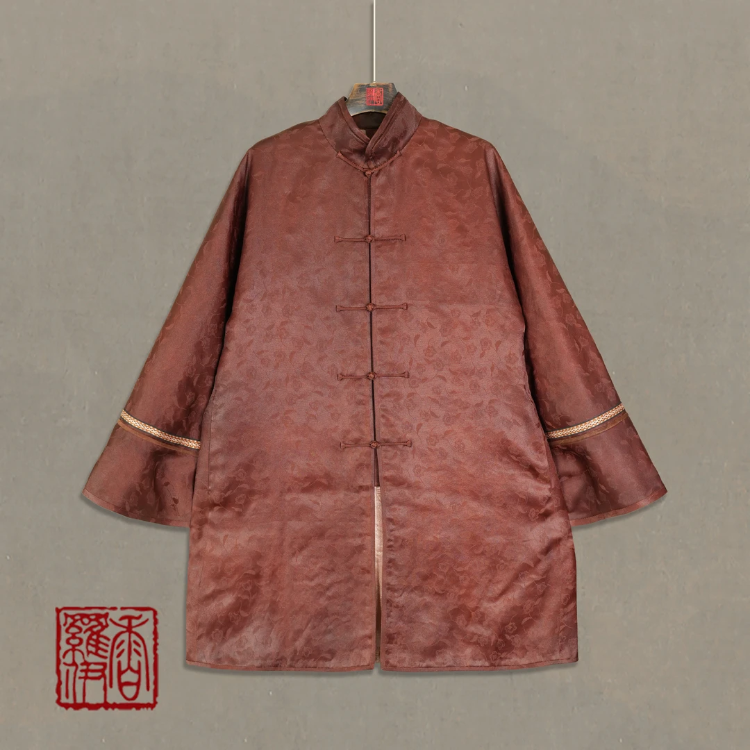 【棕褐暗花】传统中式汉服提花上衣