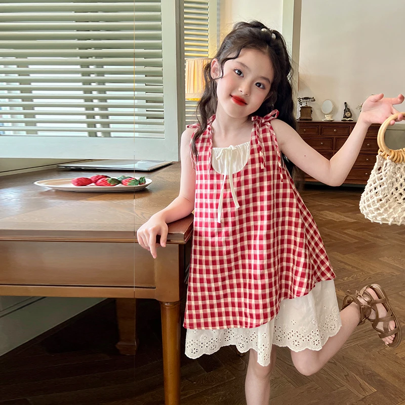韩国女童连衣裙夏装2025新款女孩无袖背心裙子儿童洋气森系公主裙