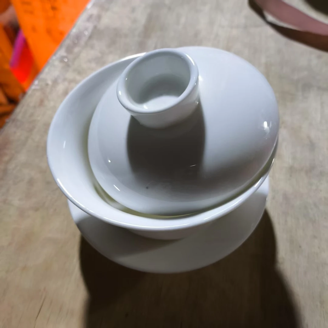 A138②】260ml三才盖碗1只纯白唐山骨瓷白瓷瓷盖碗茶盖碗陶瓷