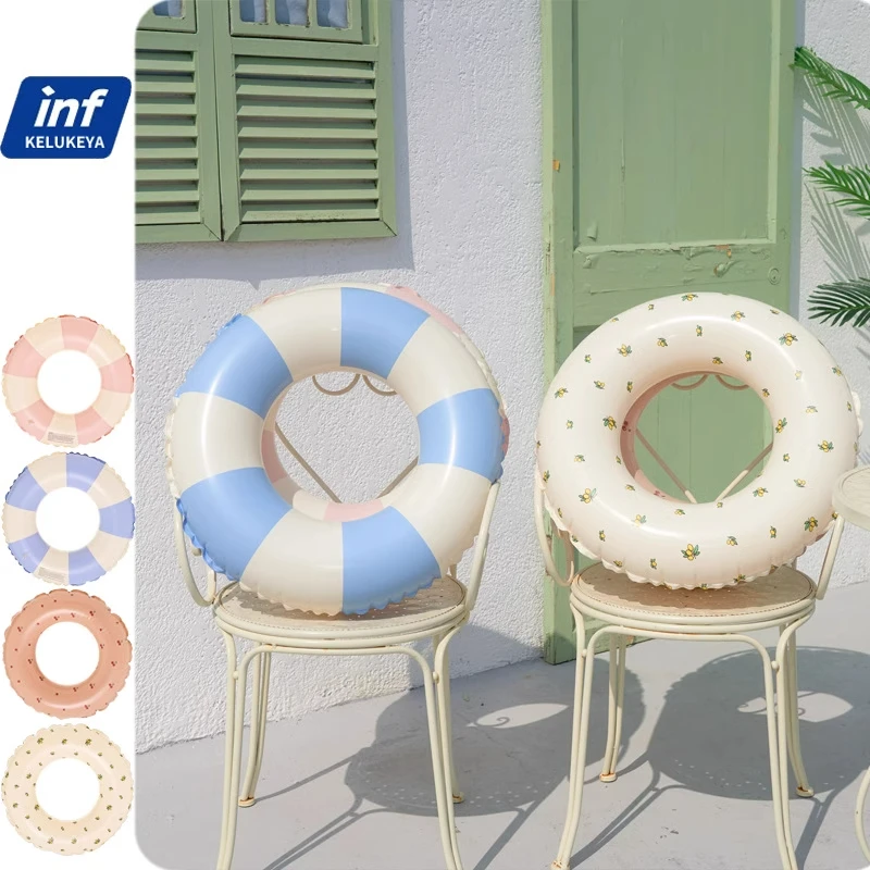 成人儿童游泳圈腋下圈男女童初学者防侧翻充气水晶圈复古圈AB圈厚