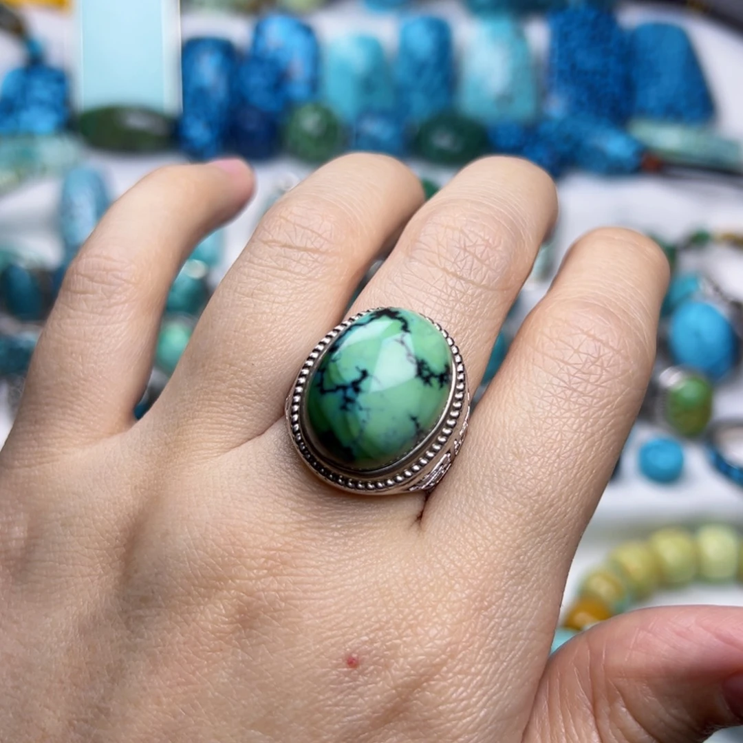 绿松石珠宝奇石银S925镶嵌