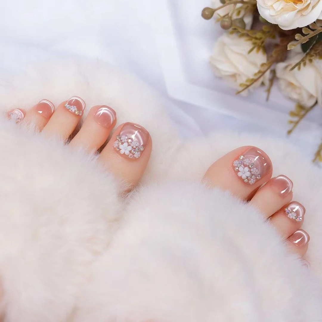 A08花仙子-夏季爆款纯手工脚甲穿戴甲显白定制美甲【14片装】