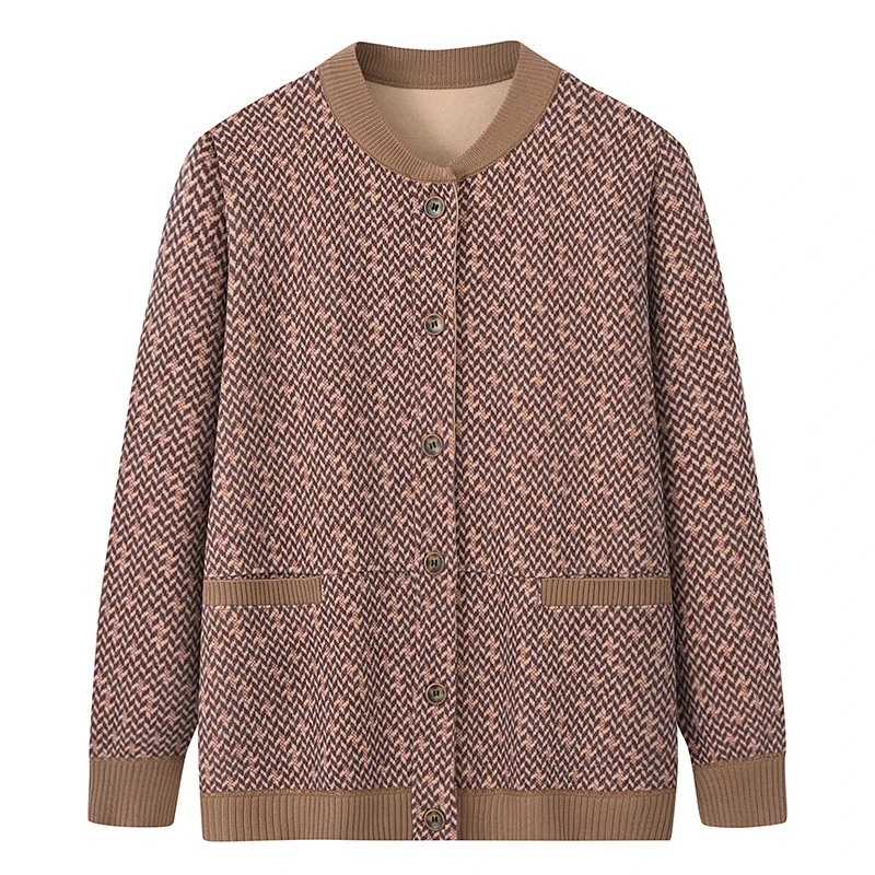 中老年妈妈春薄款小衫针织外套老年人女秋装短款上衣夹克奶奶新款