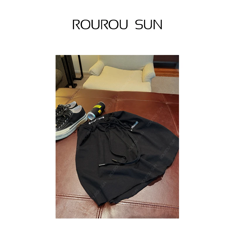 26252休闲裤短裤女装减龄阔腿热裤黑色运动裤