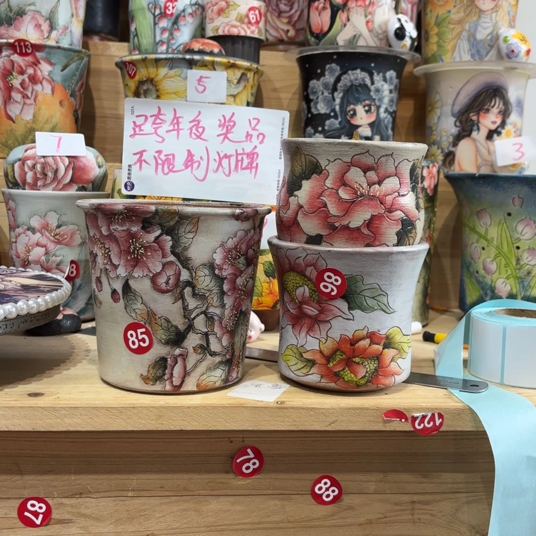 肖***然景德镇手绘花盆翰林上新