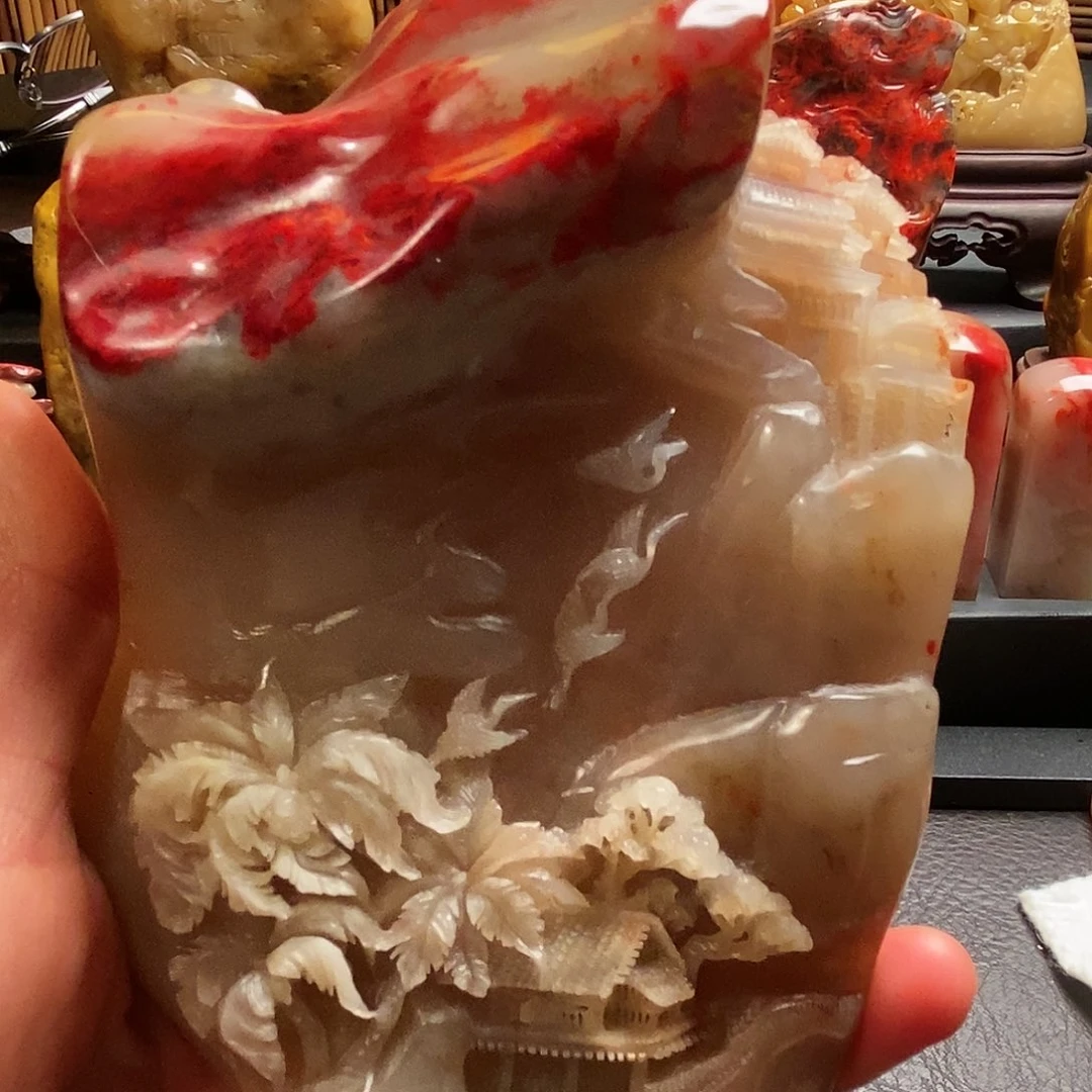 巴林鸡血石小*物摆件
