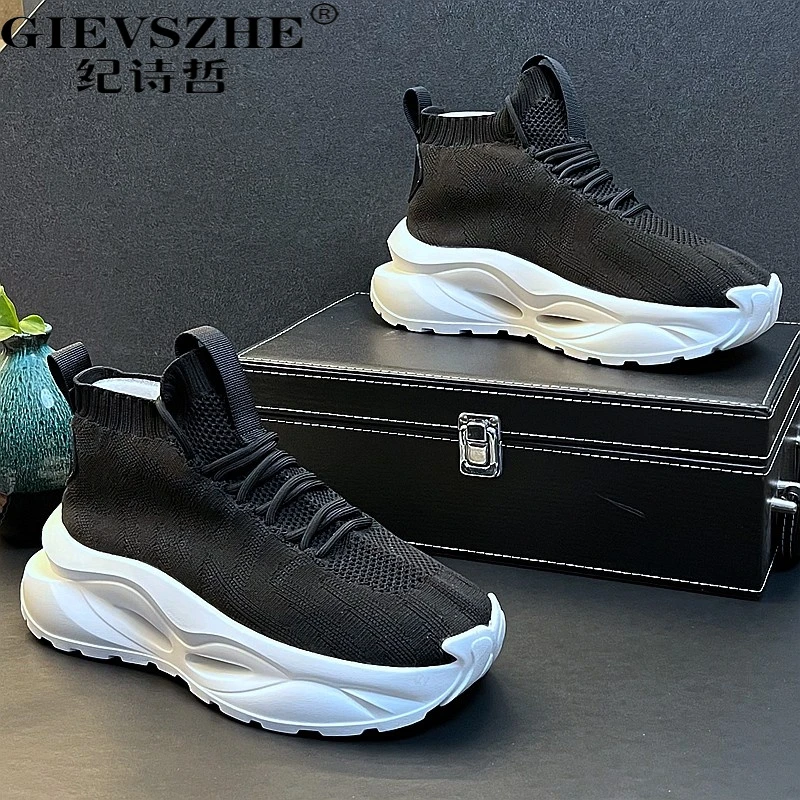 纪诗哲时尚跑步鞋男夏季新款轻便透气潮流百搭秋季纯黑透气运动鞋