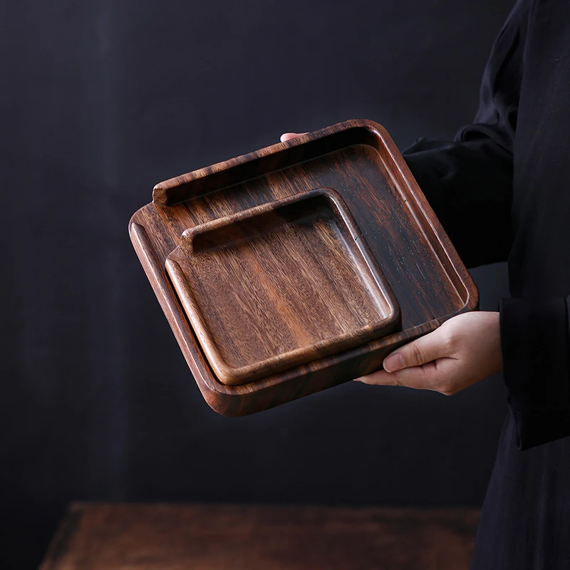 国潮新款胡桃实木普洱茶盒茶饼收纳盒茶钳茶刀茶针配件赏茶道用具