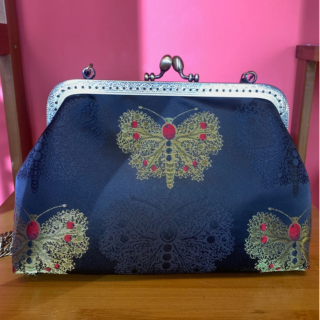 【大黑金蝴蝶】大号手工制作包包斜跨单肩