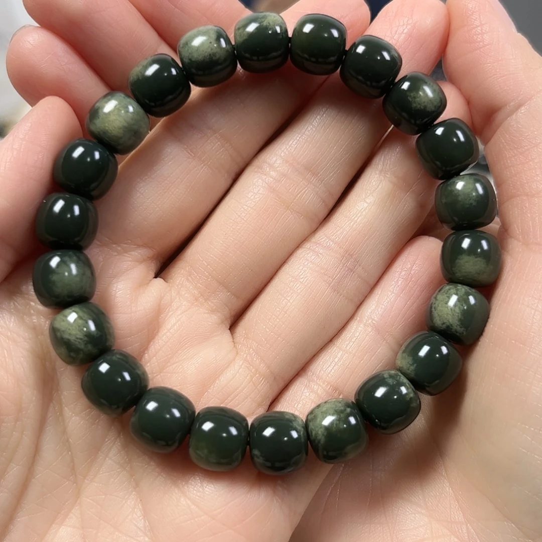 和田玉未镶嵌手串卡10老形珠珠宝级货头