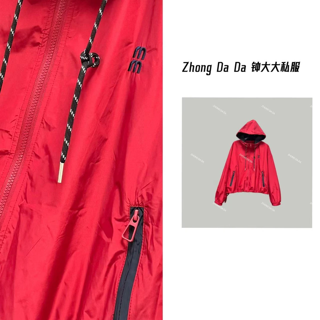 ZHONG大大【】刺绣连帽冲锋衣外套2025新款时尚百搭上衣11828